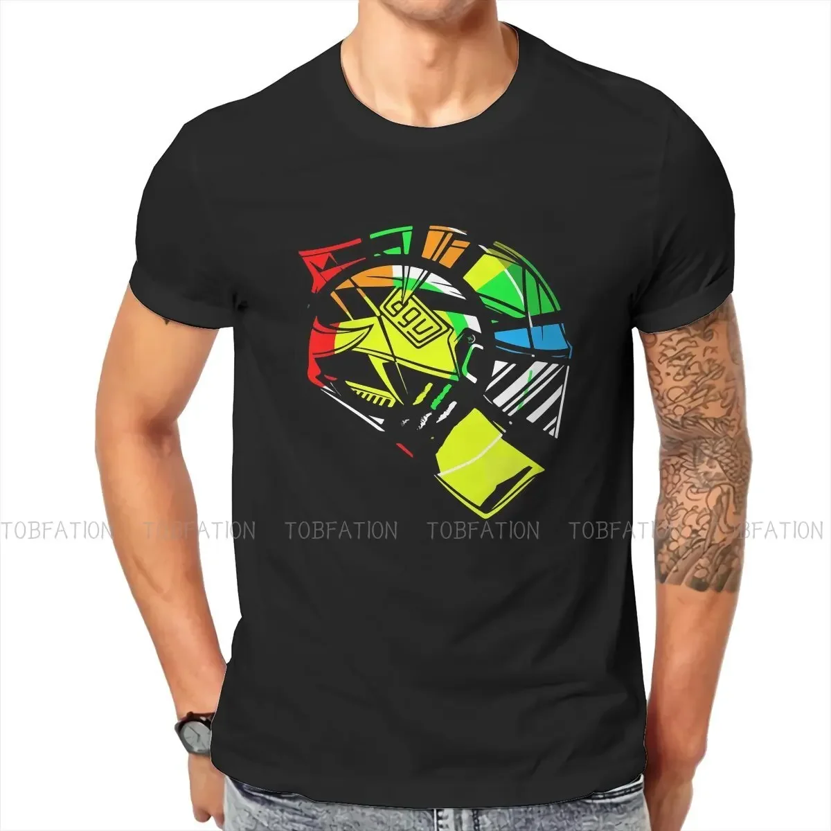 2024 Summer Motorcycle GP Rossi Helmet T-shirt Harajuku 3D Printed Men\'s Street Top Oversized Loose Crew Neck Casual T-shirt