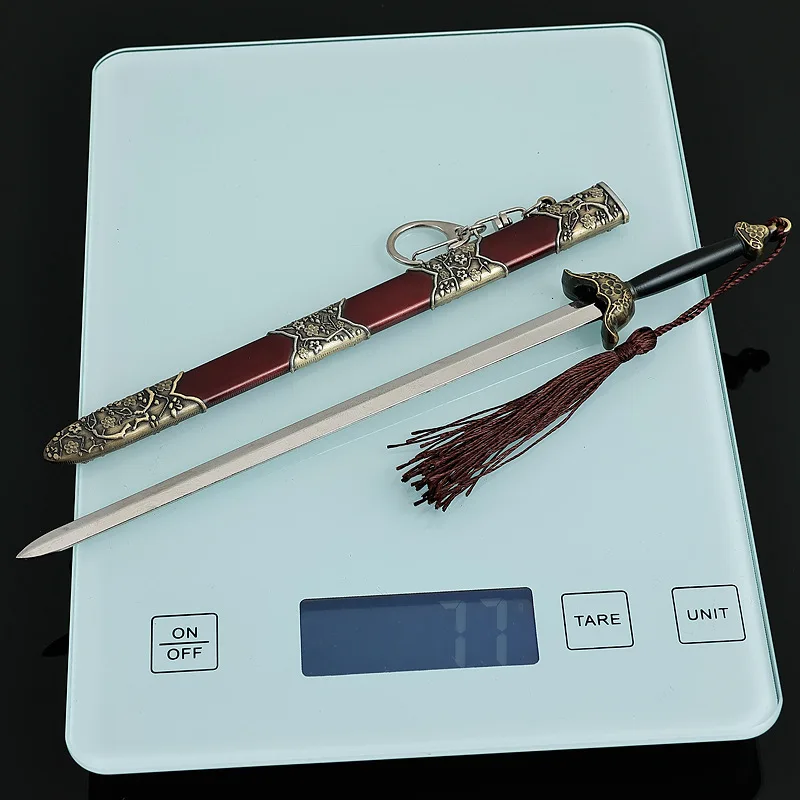 Porte-clés épée Linhuchong 22cm, ornements de personnel, périphériques de jeu tout en métal, arme Kanata, modèle d'épée, cadeaux, jouets de Collection