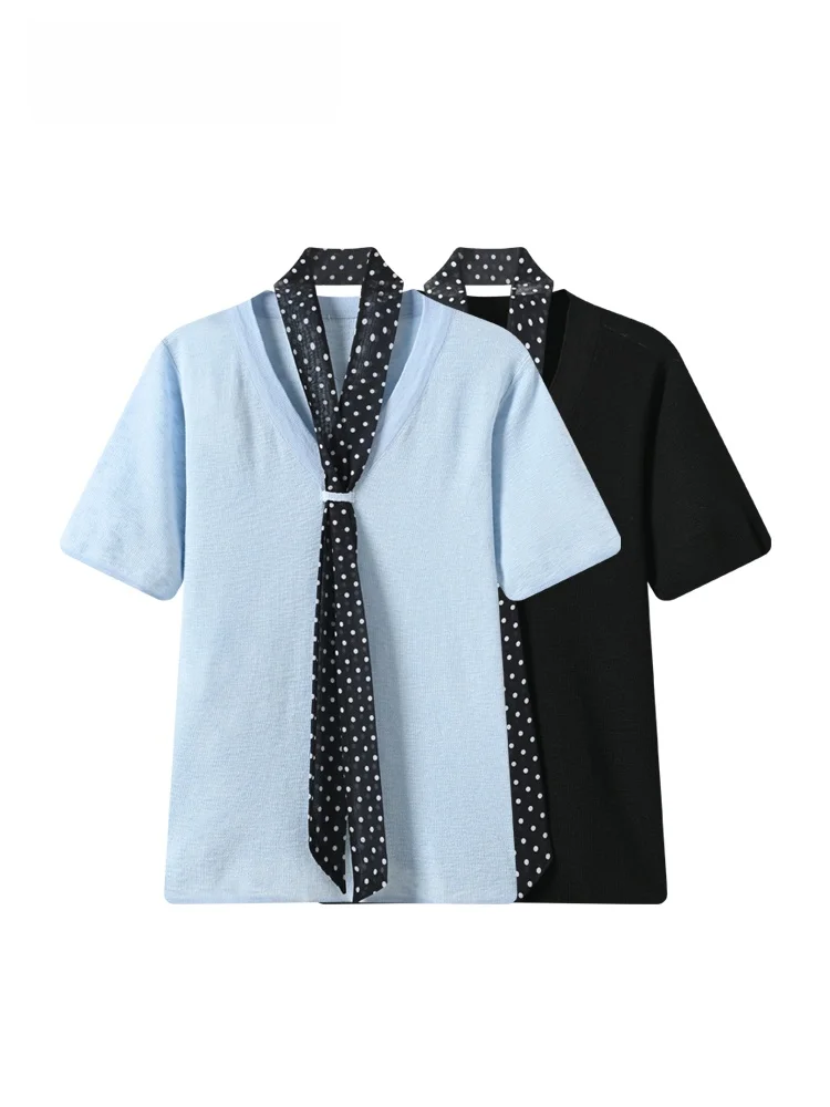 

Casual Loose Women's Short Sleeve T-Shirt Breathable V-Neck Summer New Style plus Size Design Sense Casual Shoulder Width