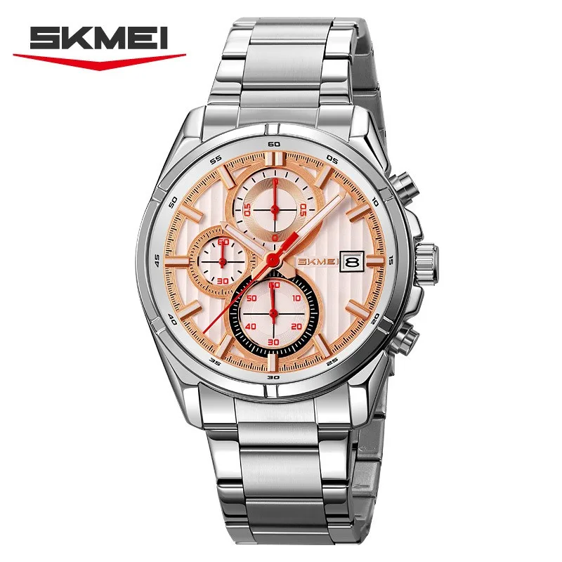 ساعة ستانلس ستيل SKMEI 9395 مقاومة للماء كاجوال كوارتز للرجال