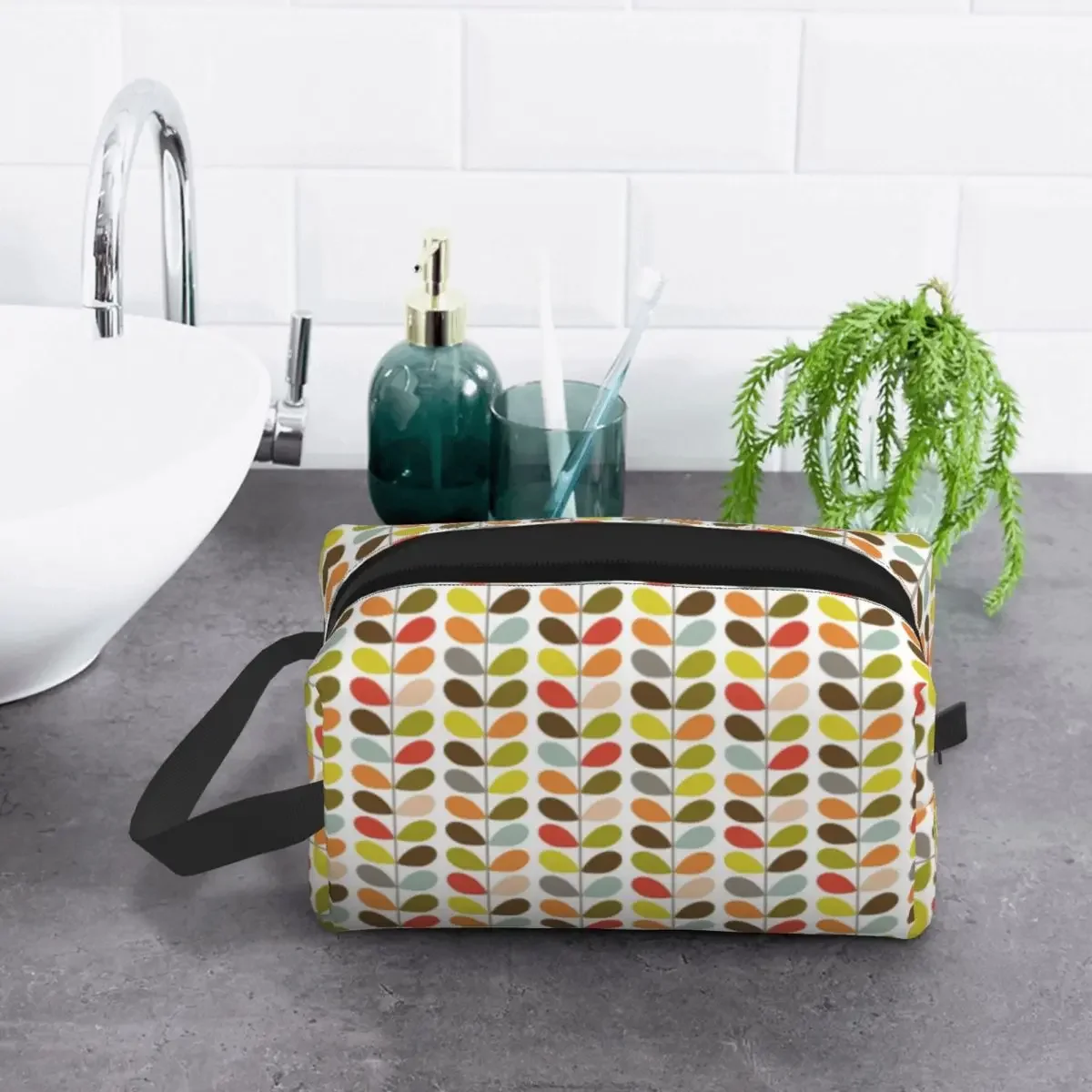 

Orla Kiely Flowers Cosmetic bag Women Kawaii Big Capacity Mid Century Modern Multi Stem Makeup Case Beauty Storage Toiletry Bags