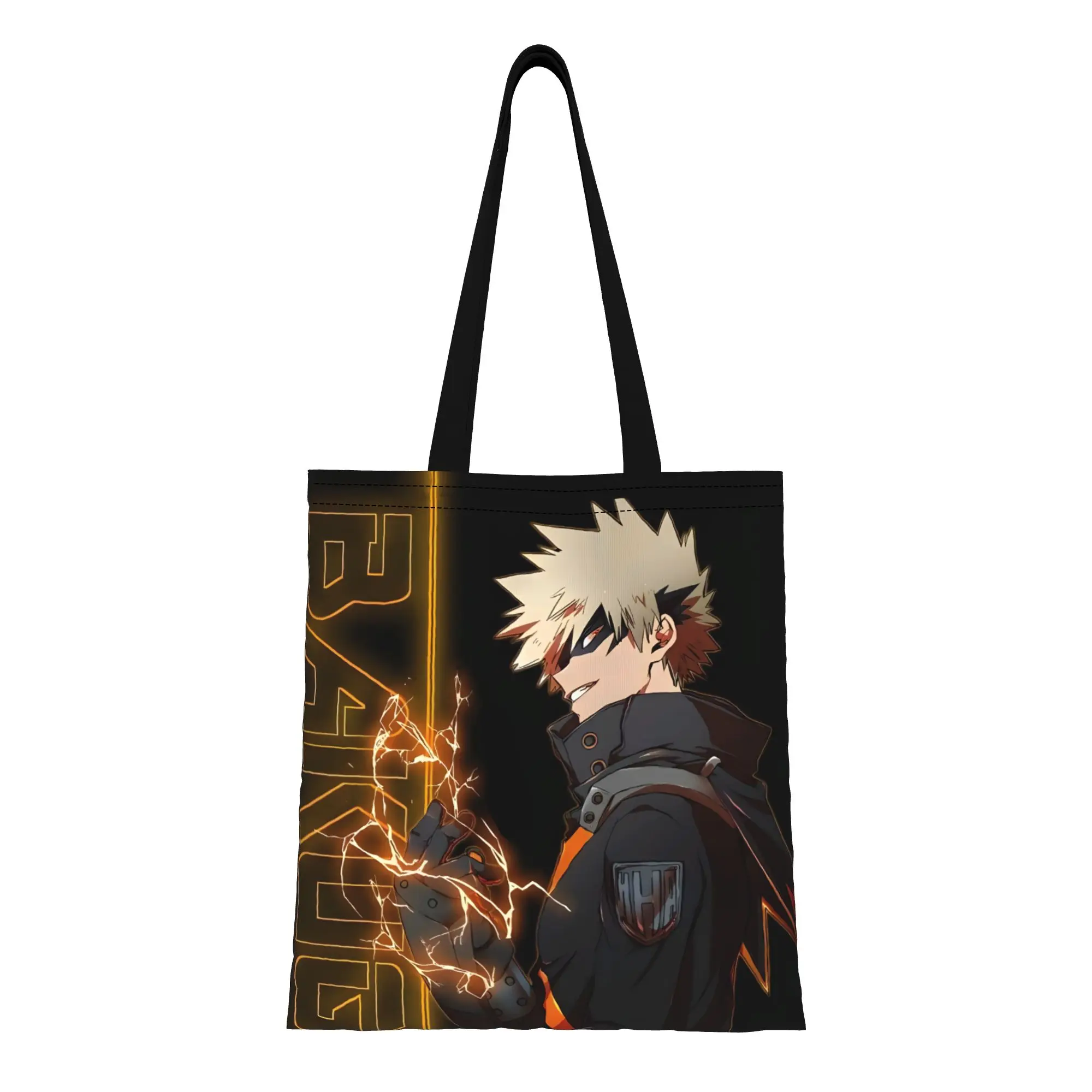 

1PC Large Capacity Bakugo Katsuki My Hero Academia Canvas Tote Bag Foldable Chic Pattern No Closed Design