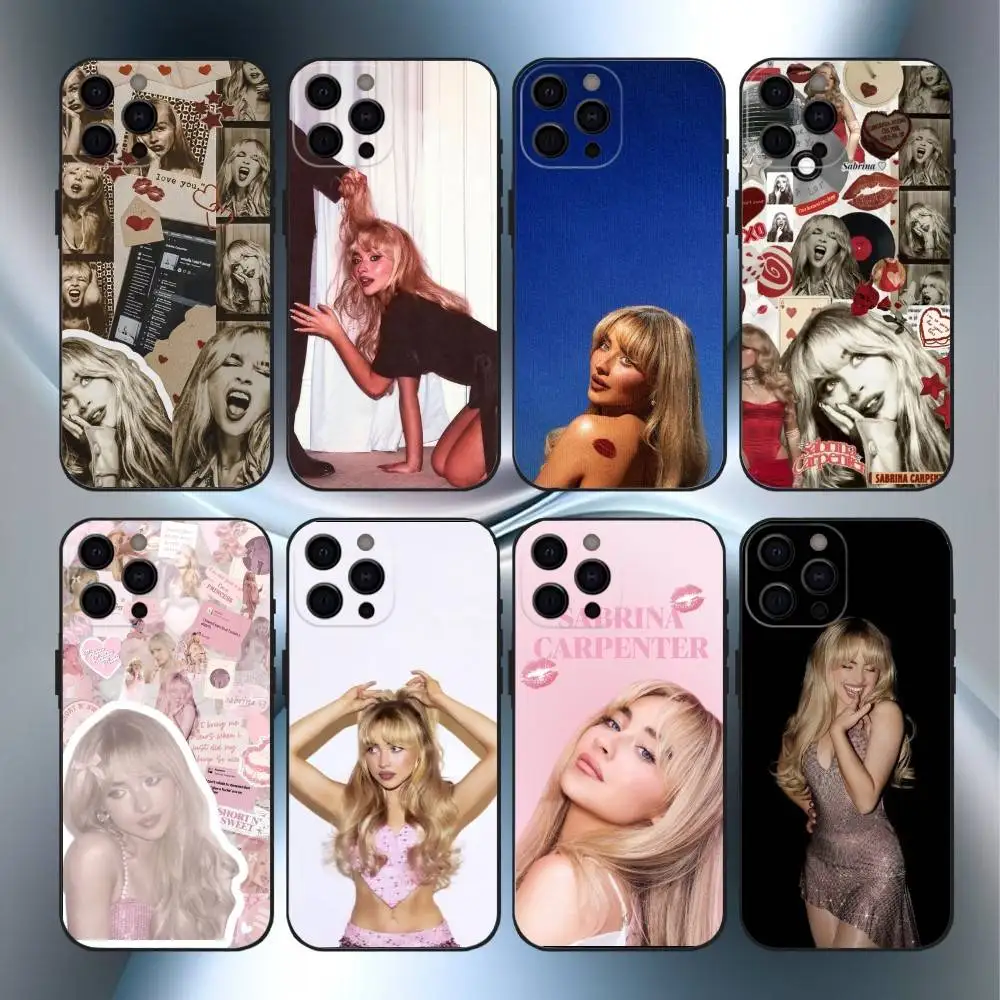 

Singer S-Sabrina C-Carpenter Phone Case For iPhone17,16,15,14,13,12,11 Plus,Pro Max Soft Black Cover