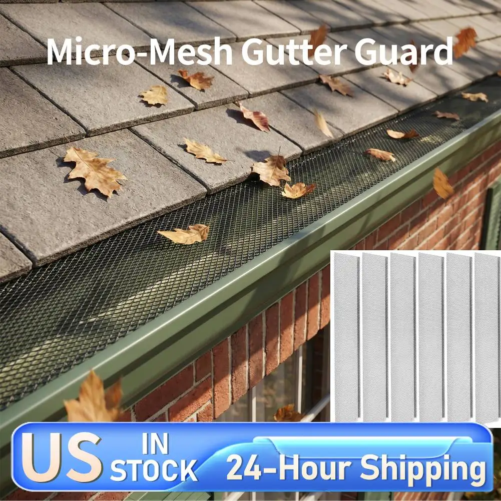 

70 шт. микро-сетчатых защитных накладок для водосточных желобов из нержавеющей стали, 6 дюймов x 210 футов, для защиты от листьев на подъездных путях и в садах