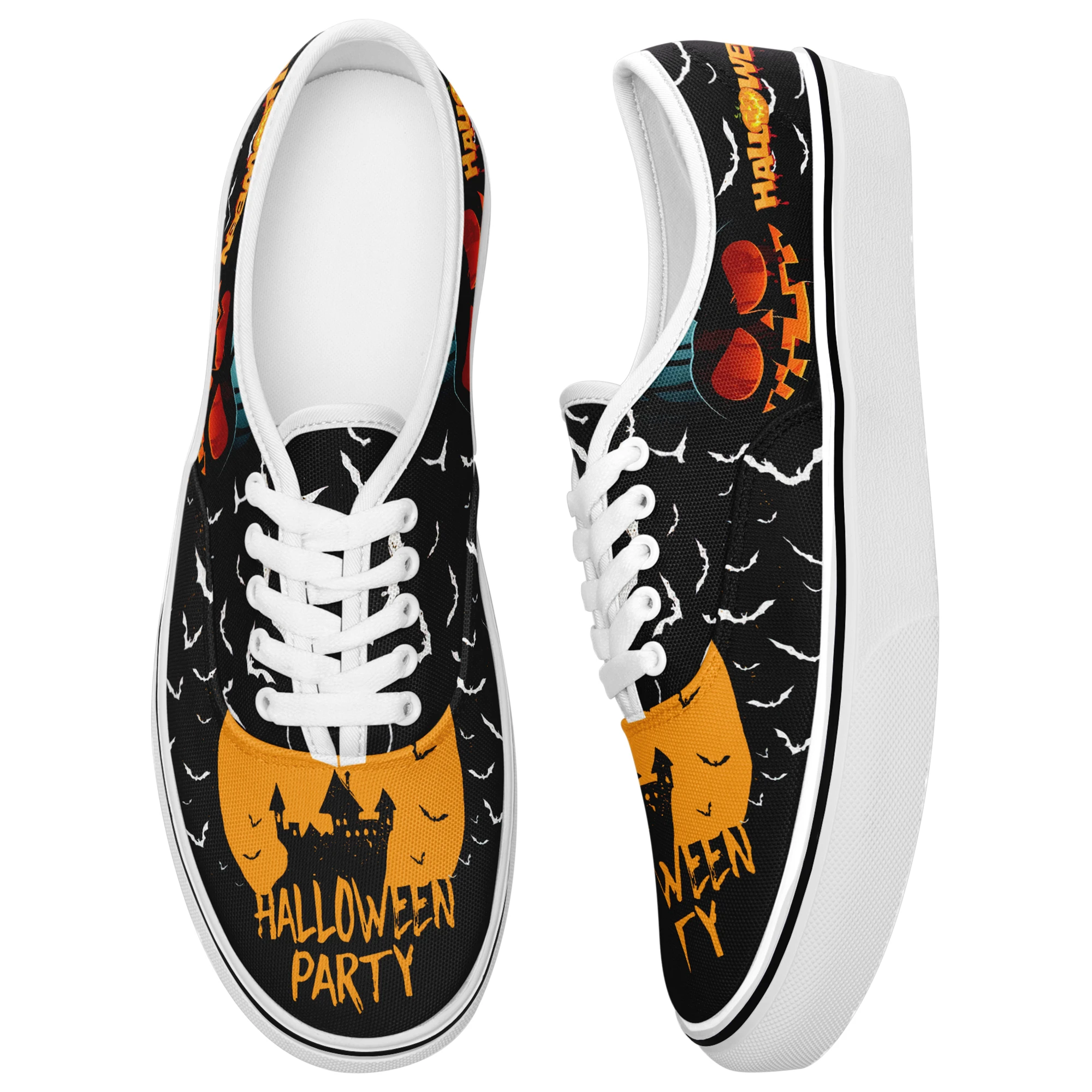 Dropshipping Print On Demand Custom Women Kids Youth Canvas Casual Shoes Halloween Design Custom Printing