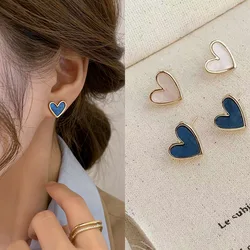925 silver needle Cute Heart Bling Zircon Stone Rose Gold Stud Earrings for Women Fashion Simplicity Jewelry 2022 New Gift