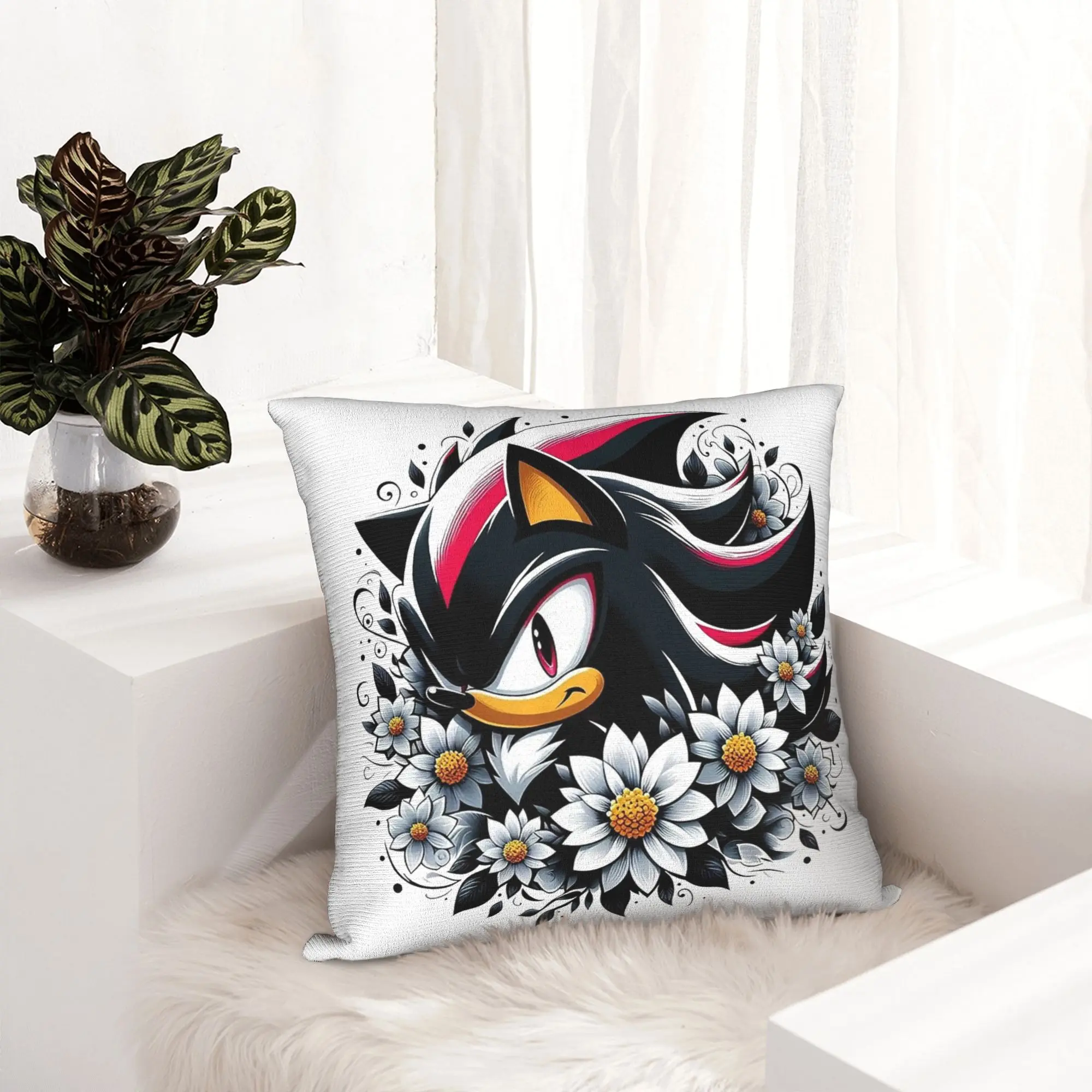 Shadow The Hedgehogs Pillowcase Printing Cushion Cover Decorations Cartoon Pillow Case Cover Home Square