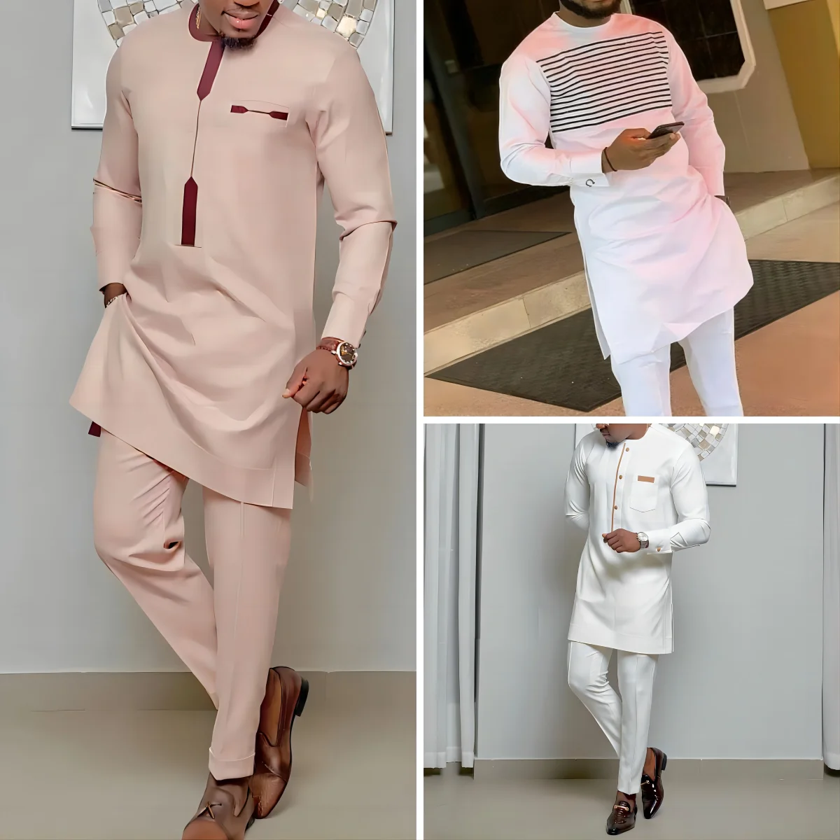 

Middle Eastern Ethnic Style Young Men's Casual Long-Sleeved Shirt And Trousers Important Occasion Wedding Party Banquet Suit