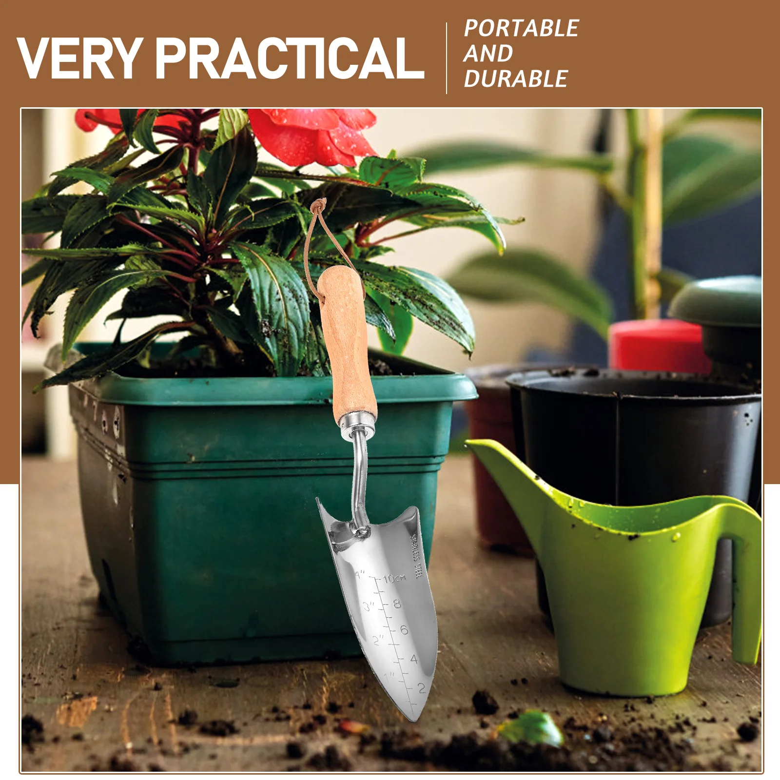 

Stainless Steel Planting Shovel Gardening Trowel Mini Hand Digging Spade Tool Wood Handle Shovels for Digging Soil Loosening