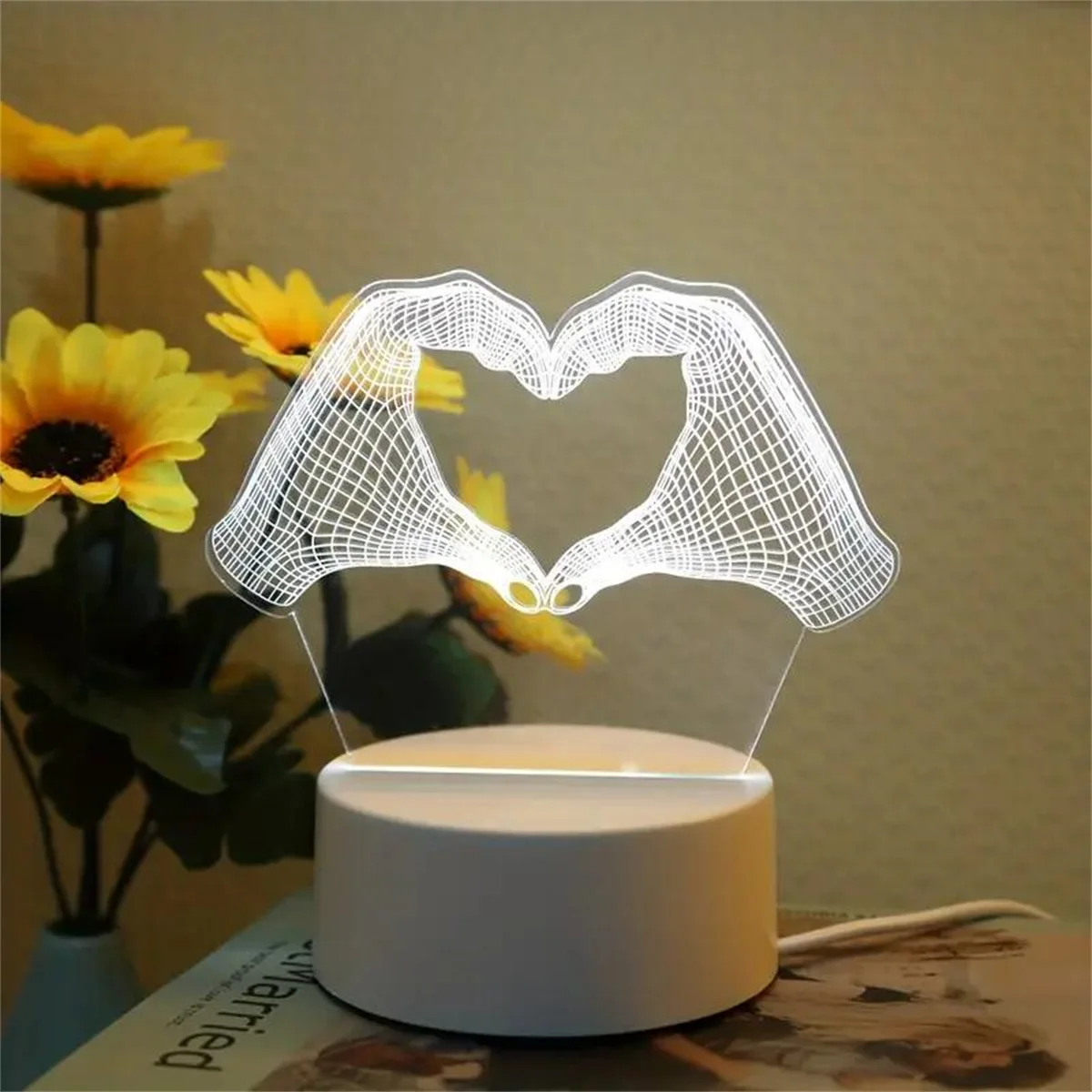 1pc  Love  3D Night Light, 3D Optical Illusion Lamp With Touch, 7-Color Changing Ambient Light For Bedroom