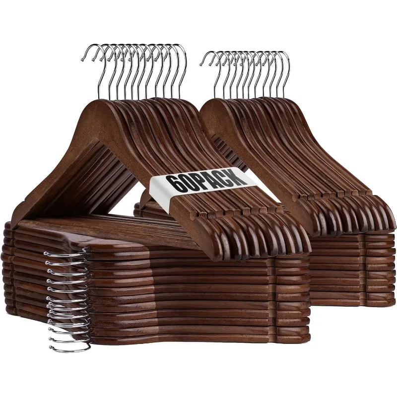 

Wooden Hangers 60 Pack Wood Set,Wooden Suit Coat Hangers for Closet, Heavy Duty Hangers with Precisely