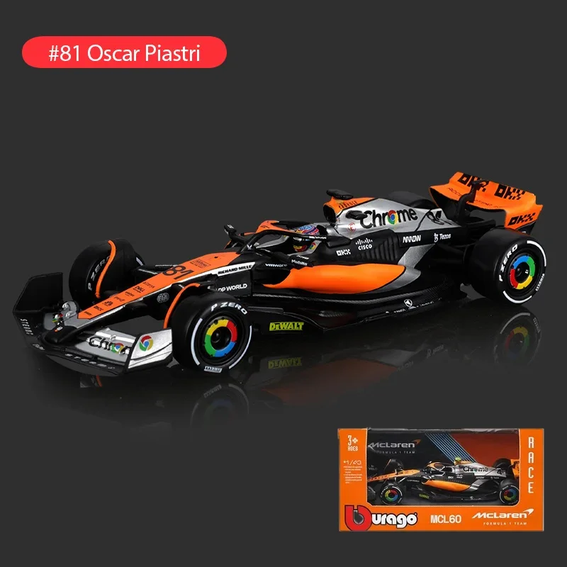 Bburago 2023 1:43 Mclaren F1 MCL60 Car #4 #81 Diecast Model Formula Racing Edition Alloy Vehicle Gift Toys