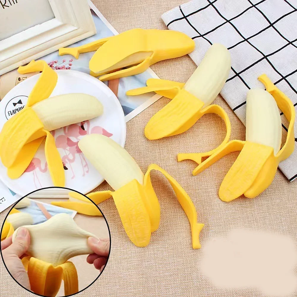 1pc Peeled Banana Soft Pinch Relieves Daily Stress And Tension Decompression Fidget Simulation Decoration Daily Gift Vent Toy.