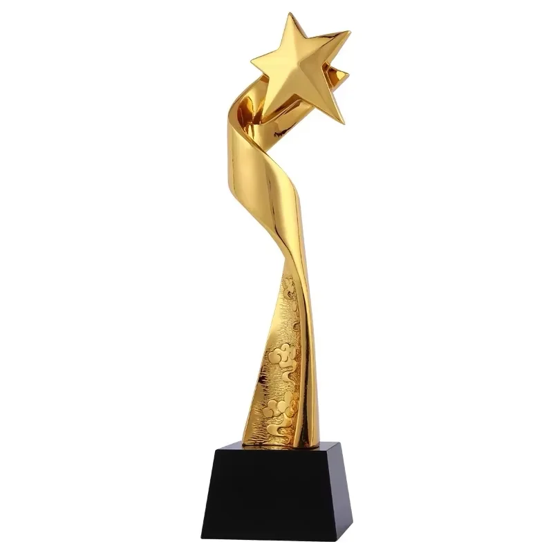 Personalized Custom Crystal Obsidian Trophy Golden Pentagram Statue Competition Event Award Cup Souvenir Crystal Crafts