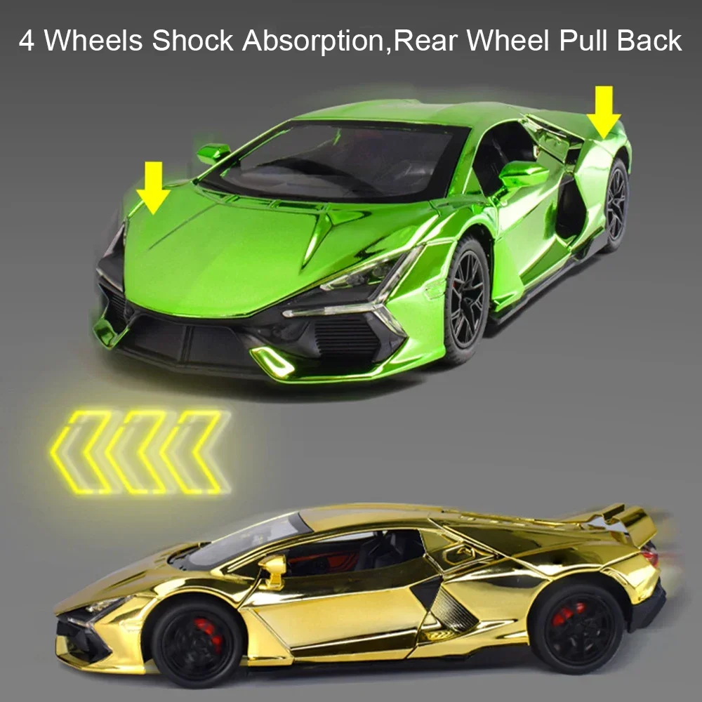 1:24 Lambor Revuelto SVJ63 Alloy Sports Car Toy Diecast Model with Sound Light Pull Back Miniature Vehicle Collectible Ornament