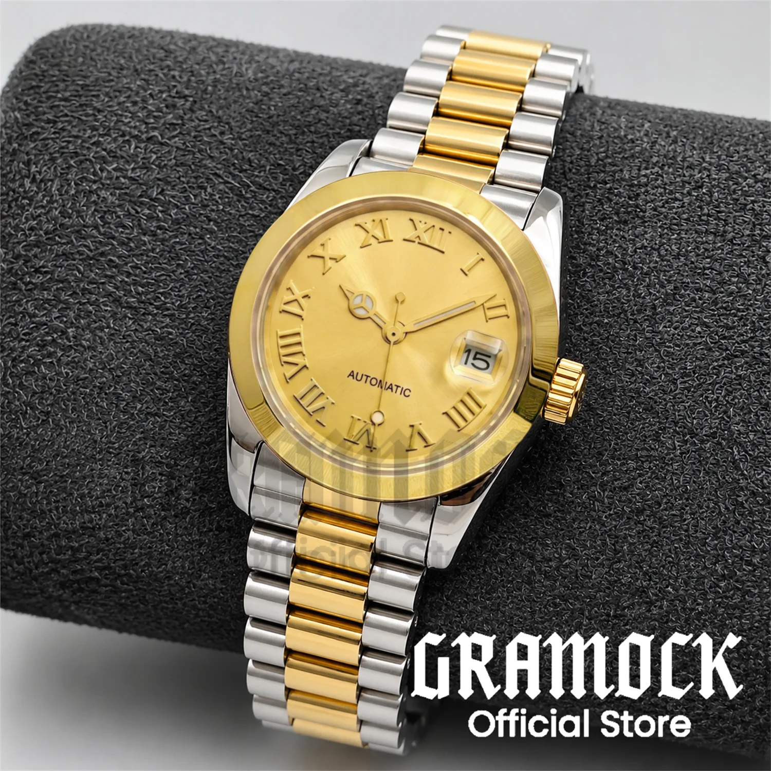 High-Quality Luxury Yellow Gold NH05 Mechanical Wristwatch 31mm Sapphire Glass Roman Mark Lady's Watch Waterproof Steel Bracelet