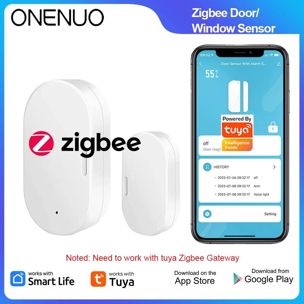 

Tuya Zigbee Mini Door Sensor Door Open/Closed Detector Home Alarm Security Protection Smart Life Control Need Zigbee Hub