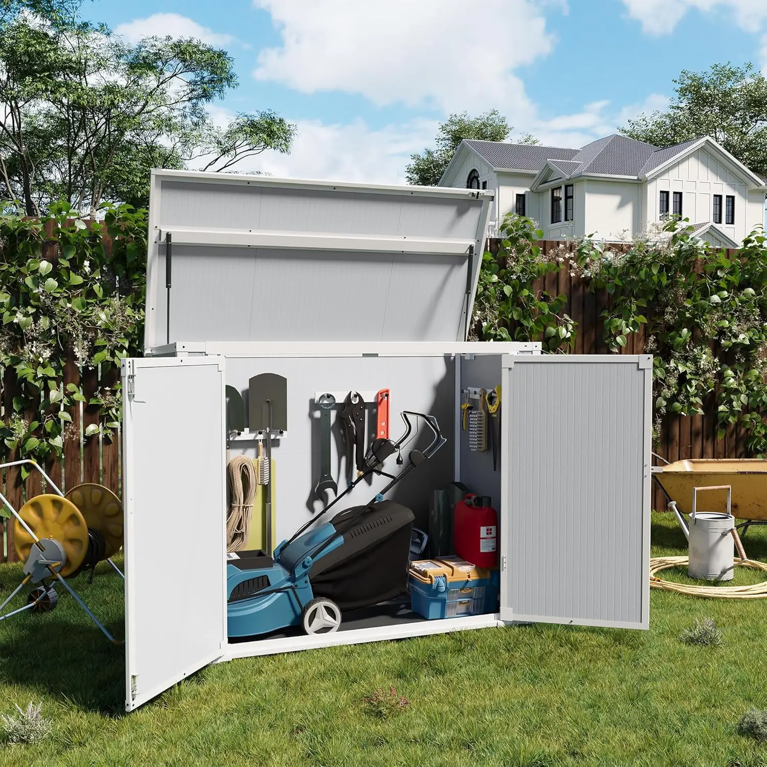 Outdoor Weatherproof Resin Storage Shed with Floor 41 Cu.Ft, Customized