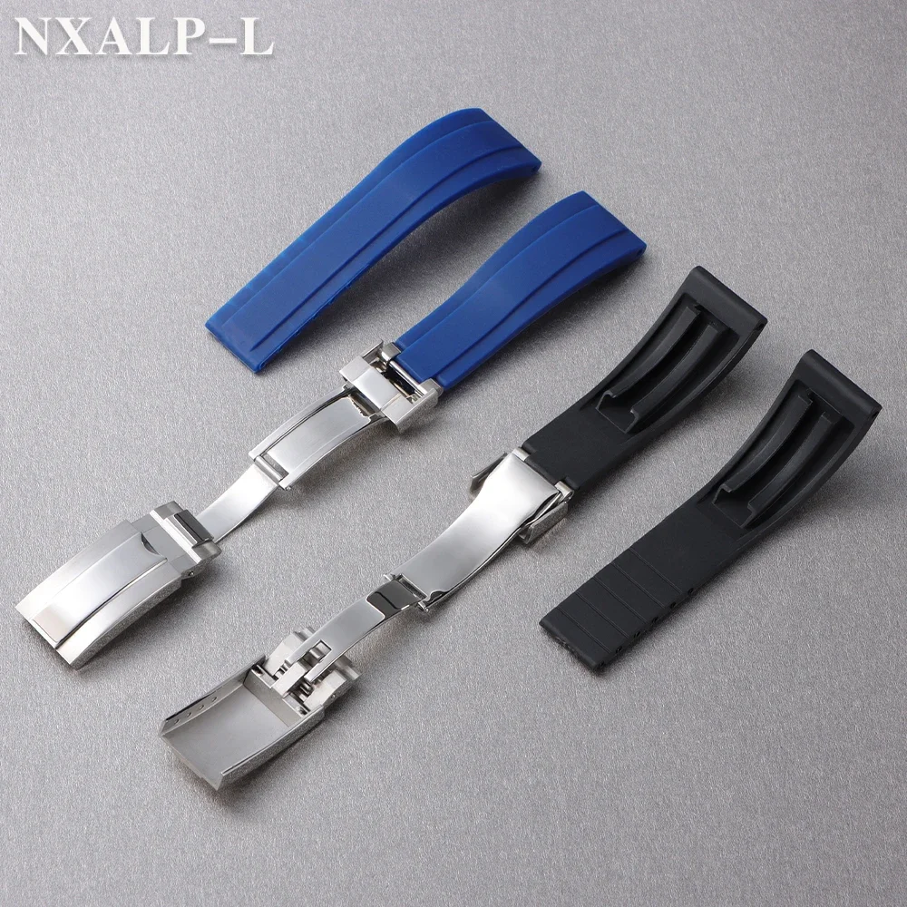 20 مللي متر حزام ساعة مطاطي ل رولكس المياه شبح دايتونا الغواصة ساعات سيليكون الفرقة للطي مشبك الرجال الرياضة الغوص سوار