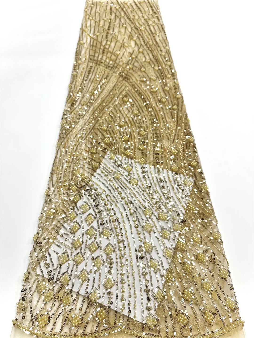 

Африканская кружевная ткань 2025, высокое качество, роскошная сетчатая кружевная ткань с французскими бисером, нигерийская сетка с блестками, кружевная ткань для свадебных платьев