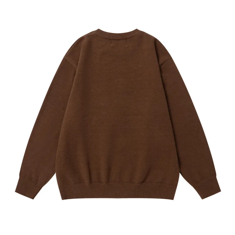 Männer und Frauen 2025, Herbstmode, vielseitiger Strickpullover, amerikanischer Spaß, mit Buchstaben bestickt, Rundhalsausschnitt, lockerer Pullover