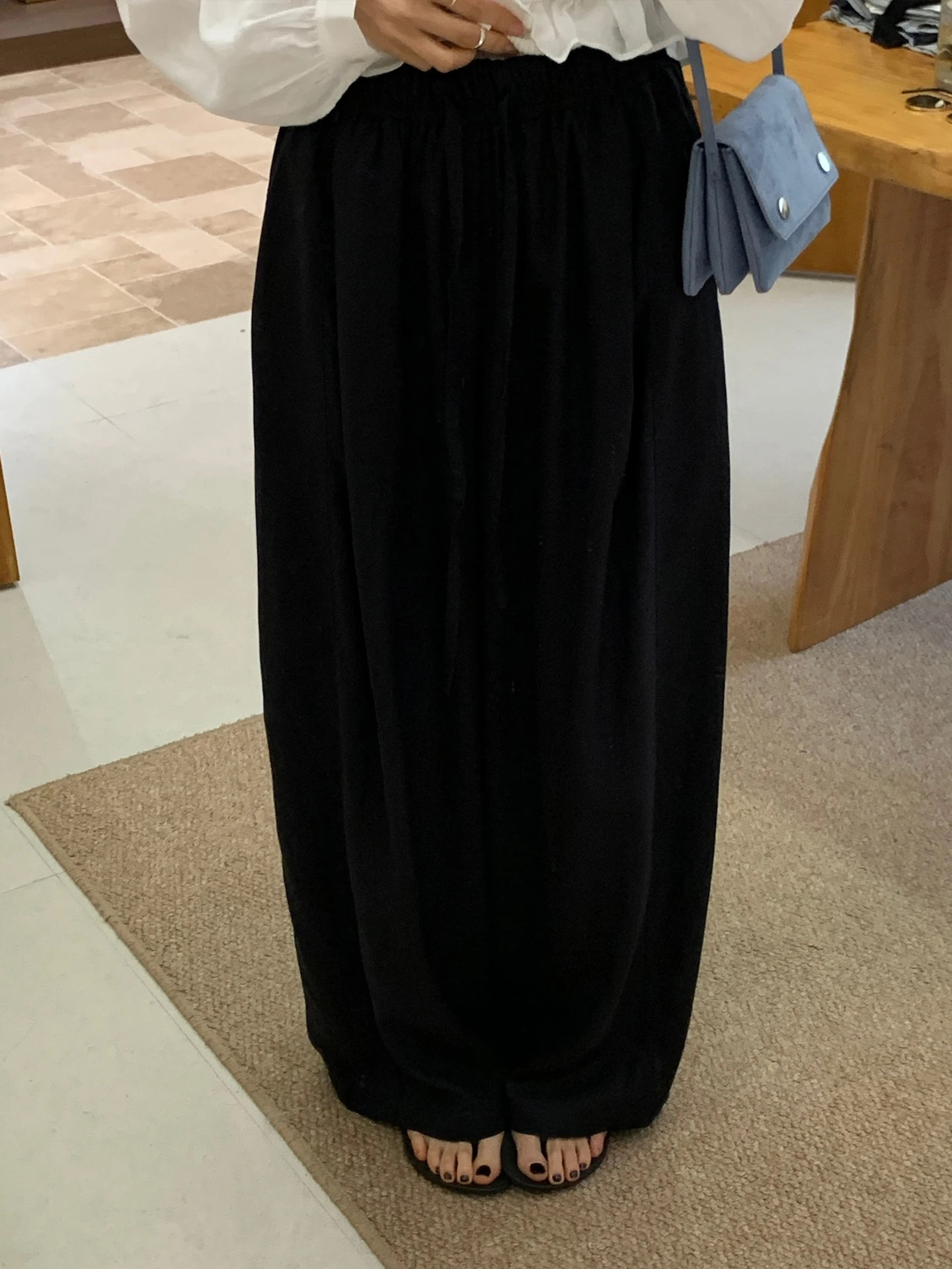 

Black Korean Style Wide Leg Casual Pants Women Loose Fit High Waist Belted Spring Summer Fashion plus Size Trousers