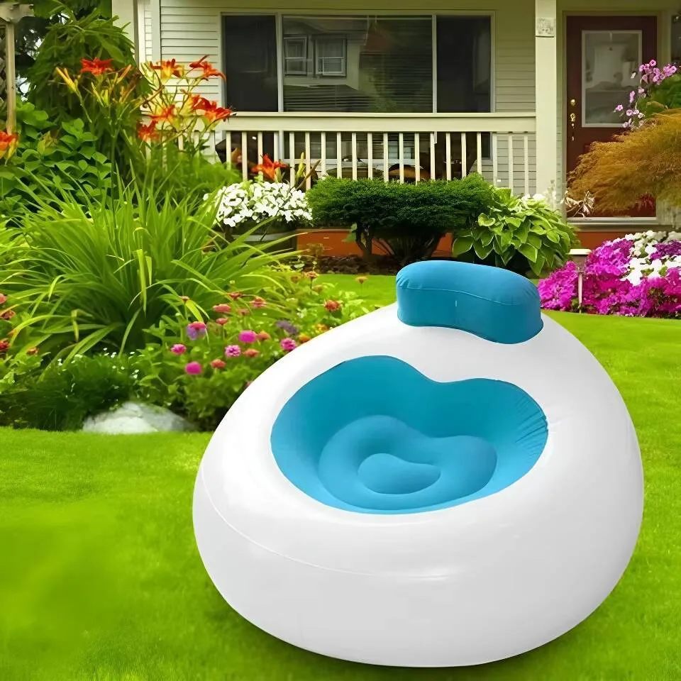 Modern Single Love Shape Inflatable Flocking Sofa Foldable Casual Bed Fabric For Outdoor Indoor Use For Living Room Bedroom