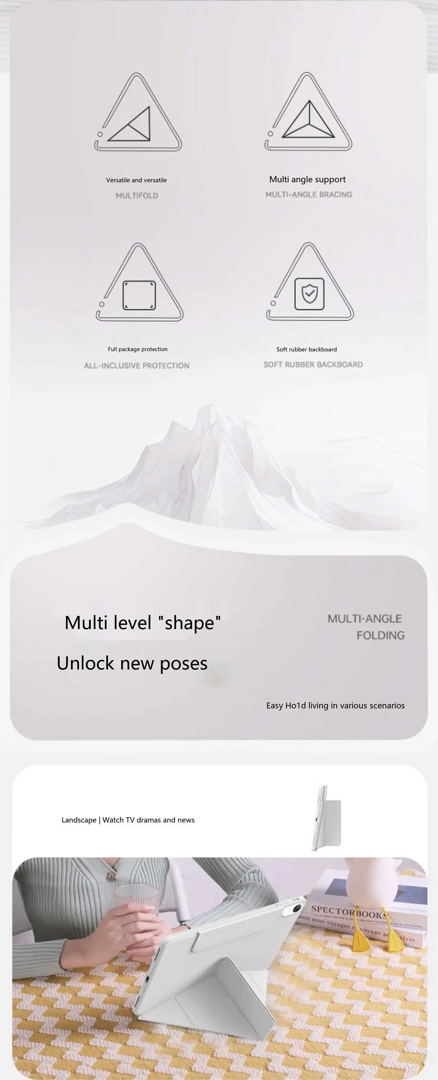 Für iPad 11 10,9 10,2 9,7 8,3 Zoll TPU 3+Y Faltbare Magnetische Schnalle Stoßfeste Schlaf-Wach-Hülle – Detail 2