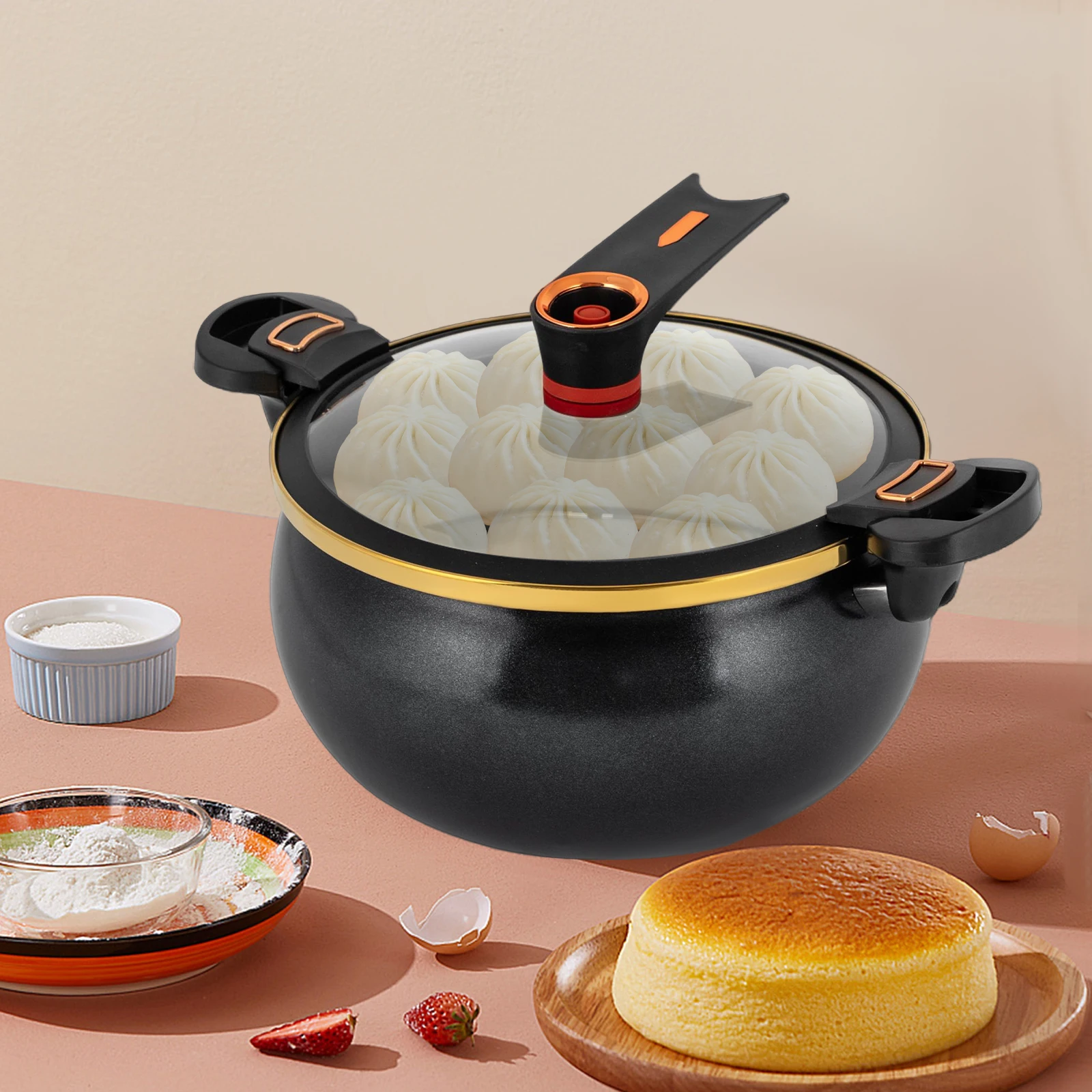 Micro Pressure Cooker  Non-Stick Pot 8L Multi-Function Micro Pressure Cooking Pot 28*15cm Various Stoves Applicable