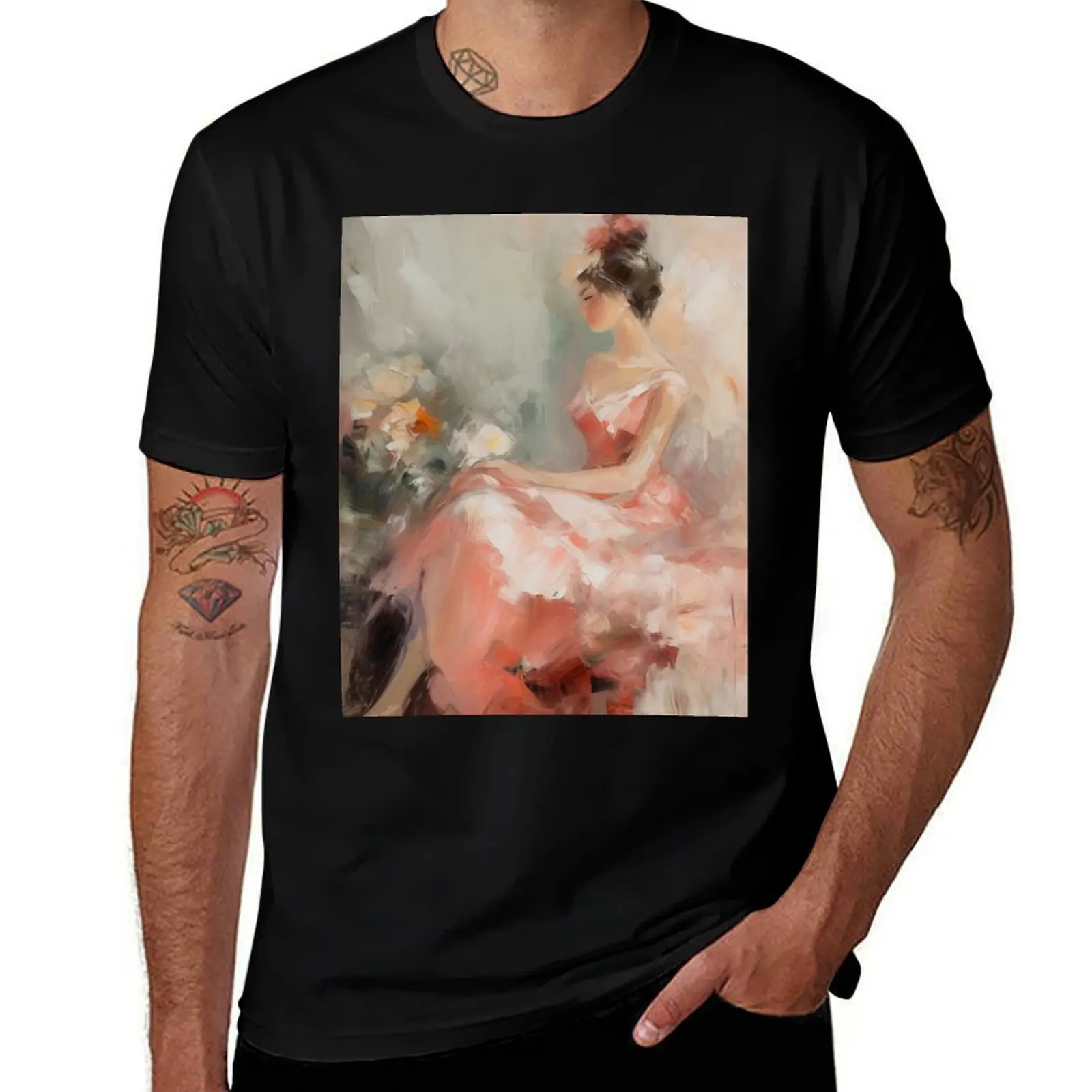 Coquette aesthetic vintage painting of a flamenco dancer T-Shirt Minimalist Casual Short Sleeve Top T-Shirt