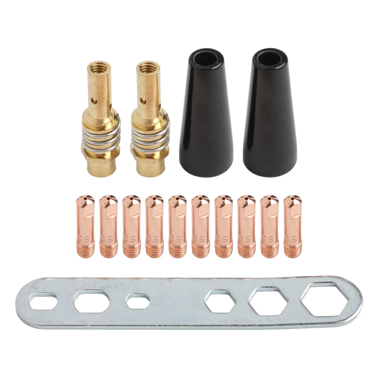 Replacement Parts Set for AK15 MB15 For MIG Welding Torches with 0.9mm Tips 2 Gasless Nozzles 2 Diffusers and Hex Wrench