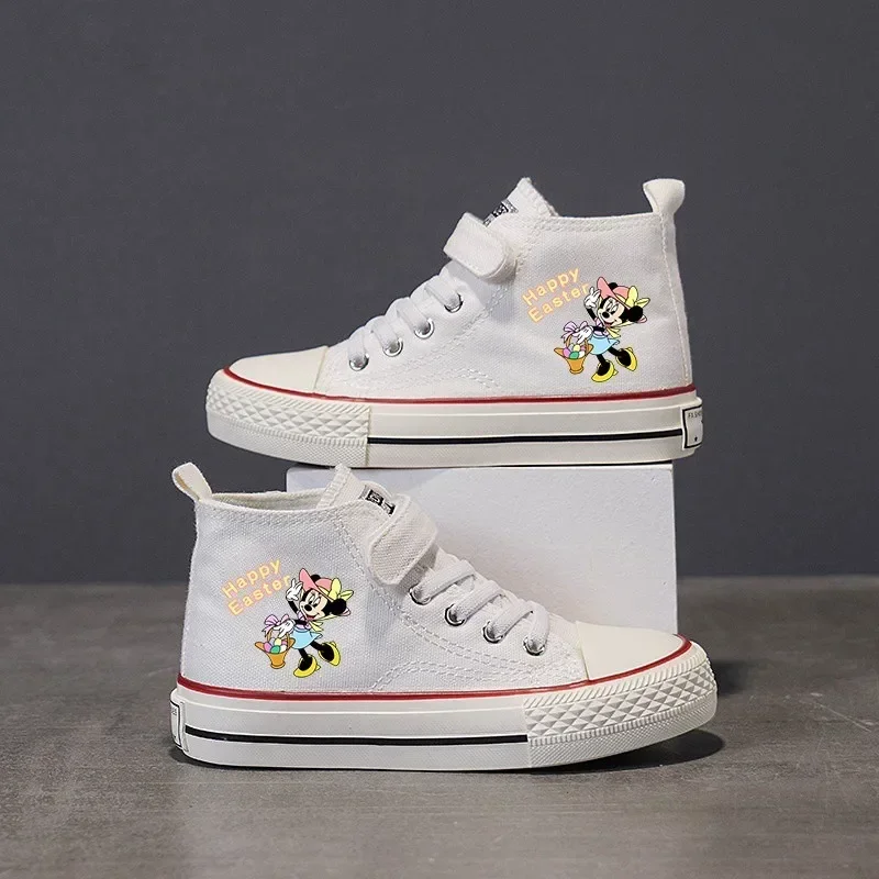 High-top Low Canvas shoes Mickey Mouse Clubhouse Love Girl Boys Kids disney Shoes Casual Cartoon comfort Children Print Shoes 44