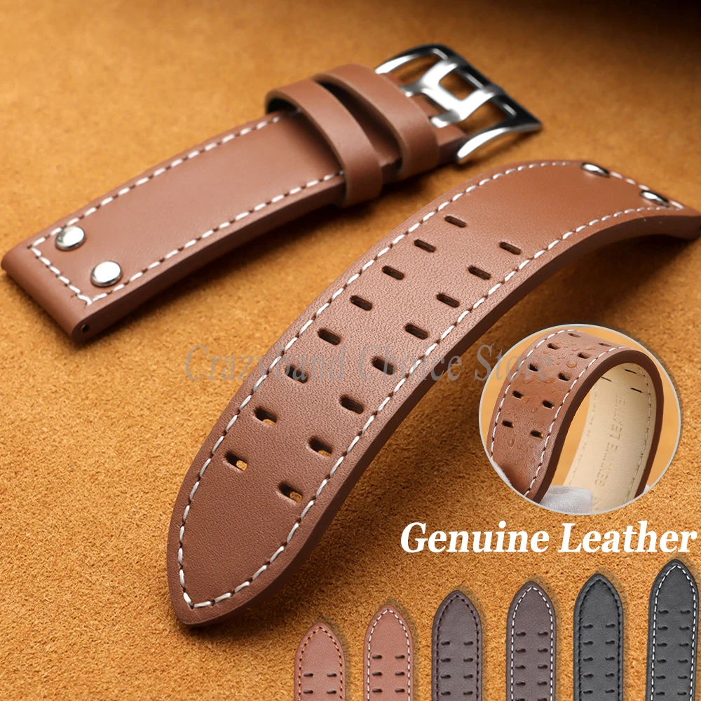 Genuine Leather Watch Straps For Hamilton WatchBands 20 22mm Business Calfskin For Khaki Aviation Field Navy H70595593 H77616533