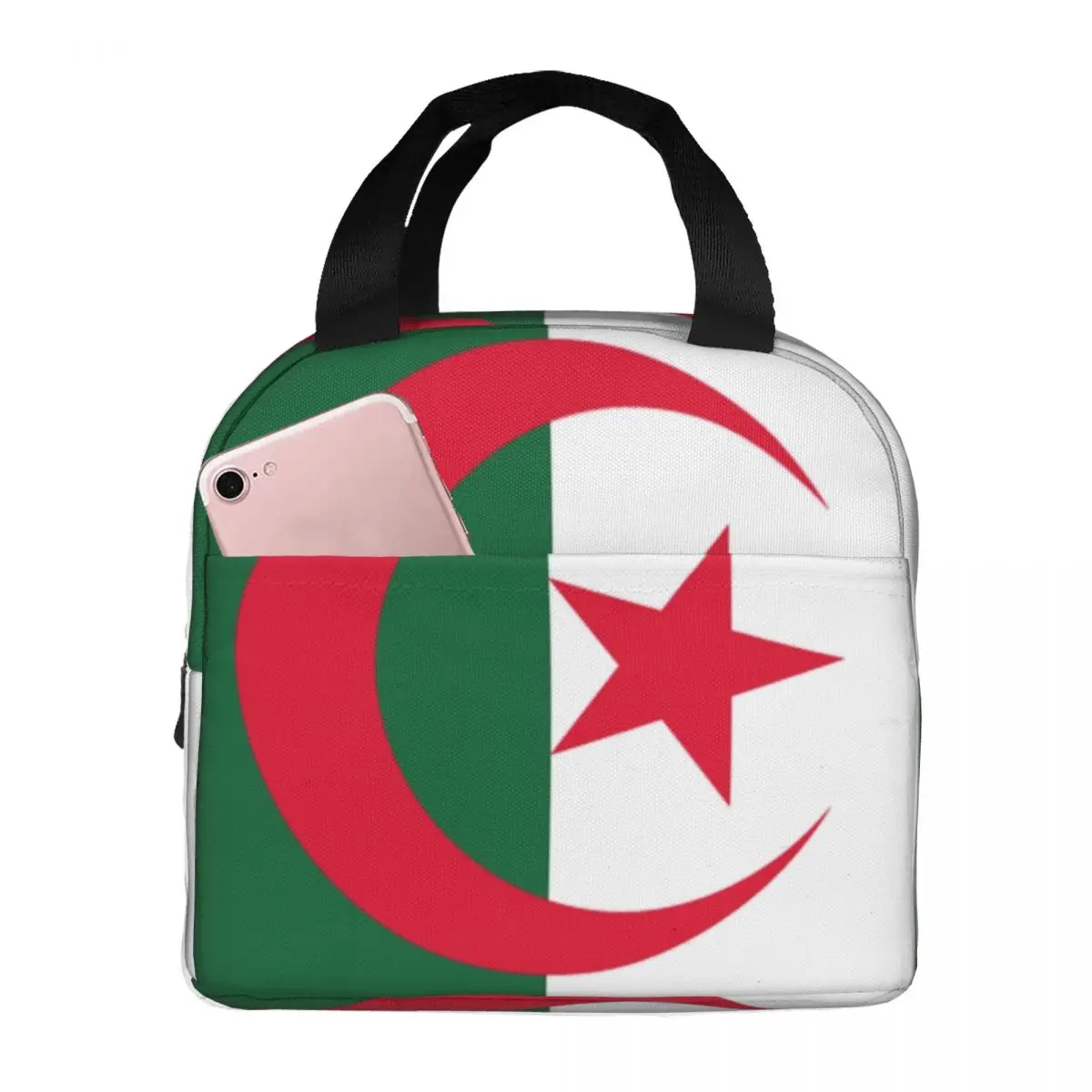 Algeria Flag Thermal Insulated Lunch Bags Women Algerian Proud Patriotic Portable Lunch Tote Camping Multifunction Food Box