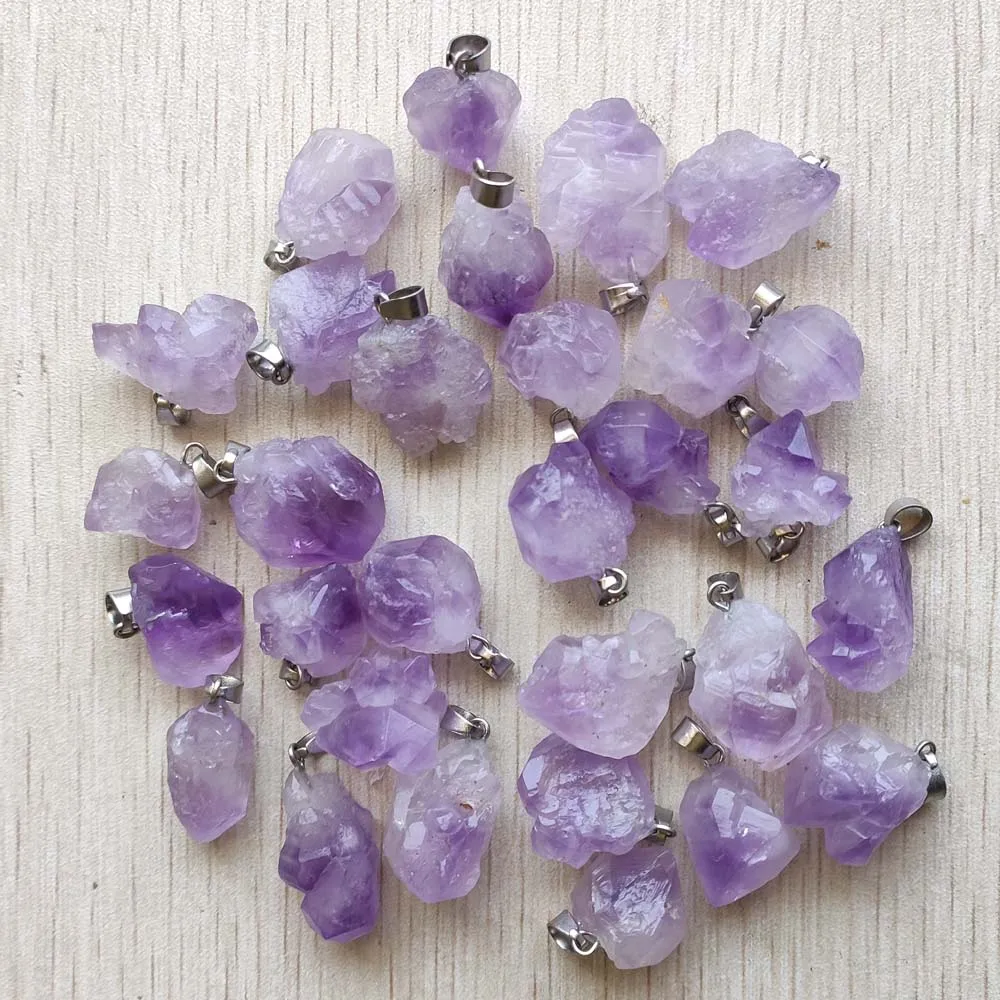 Beautiful hot selling Natural amethysts stone Irregular shape pendants for jewelry making 50pcs/lot wholesale free shipping