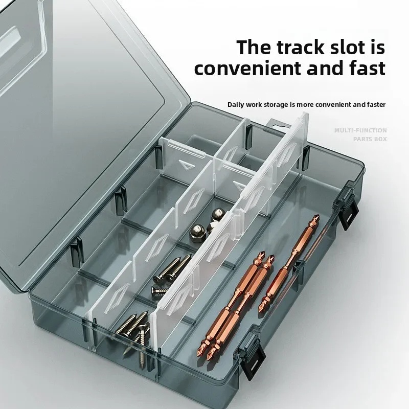 Caja de almacenamiento de plástico apilable de alta resistencia, organizador de rejilla gruesa para tornillos, piezas de herramientas, accesorios de taladro electrónico
