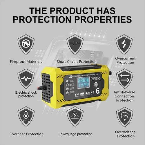Imagen 2 del producto Cargadores de batería de coche de 6A y 12V, mantenimiento de baterías de Gel AGM de ácido de plomo, reparación de pulso inteligente para cargadores de celda de almacenamiento doméstico