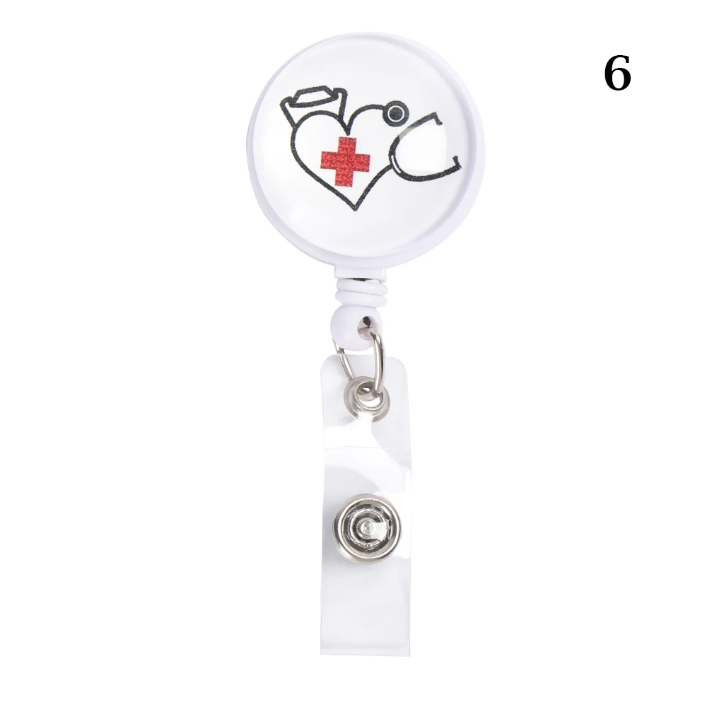 

Quality Creative Love Heart Stethoscope Pattern ID Card Badge Holder Badge Reel Clip Anti-Lost Clip for Nurse Doctor Student