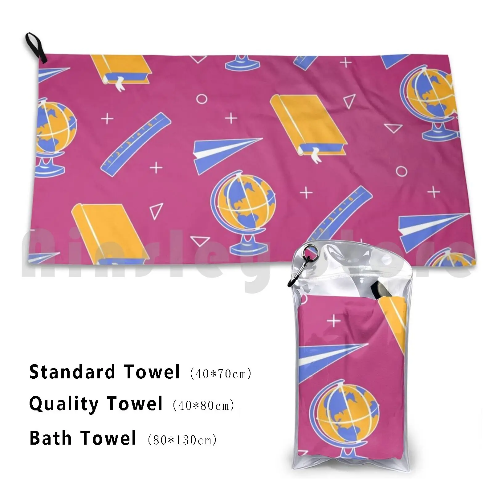 Retour à l'école serviette de bain personnalisée école retour à l'école géographie mathématiques papier avion Zoom Zoom