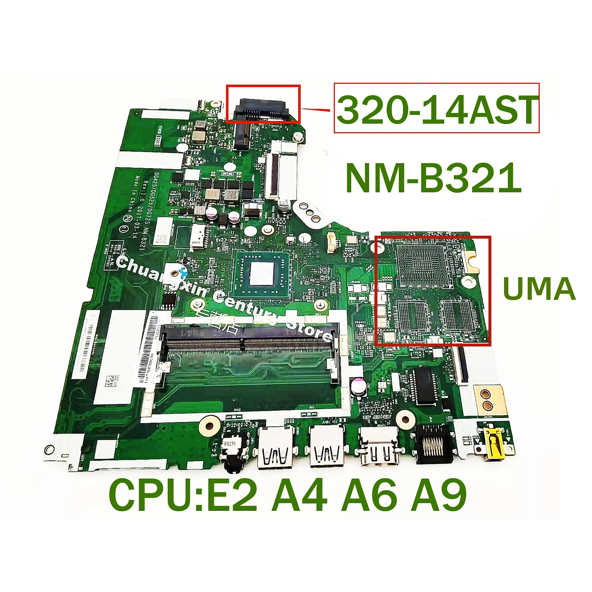 Integrated motherboard NM-B321 fully suitable for Lenovo IdeaPa notebook 320-14AST AMD CPU:E2 A4 A6 A9 100% test OK shipment