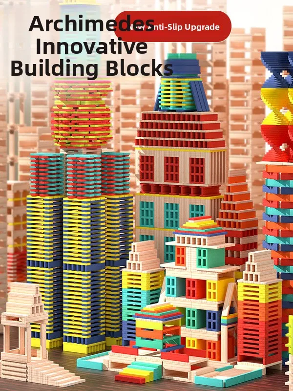 Bloques de Construcción Creativos Caple, Juguetes de Madera DIY para Niños, Juguete Educativo, Piezas de Rompecabezas de Arquímedes