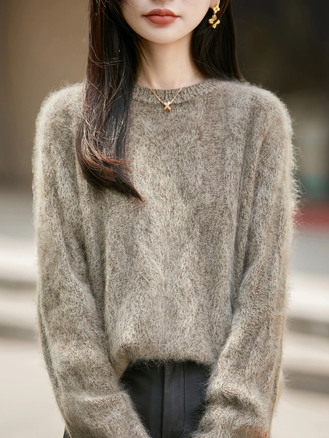 Soft Lazy Women's Knitted Wool Sweater Hollow out Velvet Seamless Warm Base Layer Inner Wear Diamond Pattern Fashionable