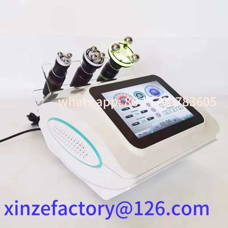 

Customizable 3 in 1 Radio Frequency 360 Degree Automatic Rotating Vibration Led Light RF Body Slimming Face