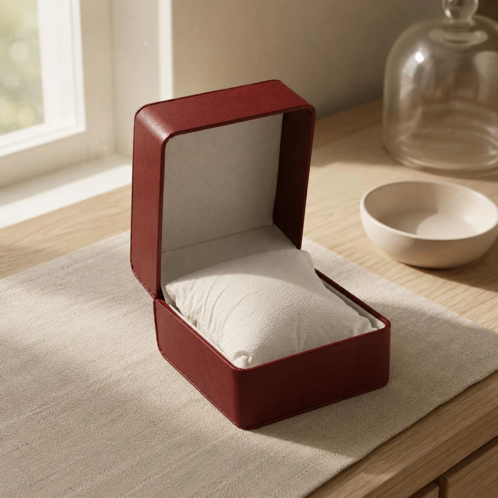PU Leather Watch Box Cushioned Interior Single Watch Box Easy to Clean Scratch Protection