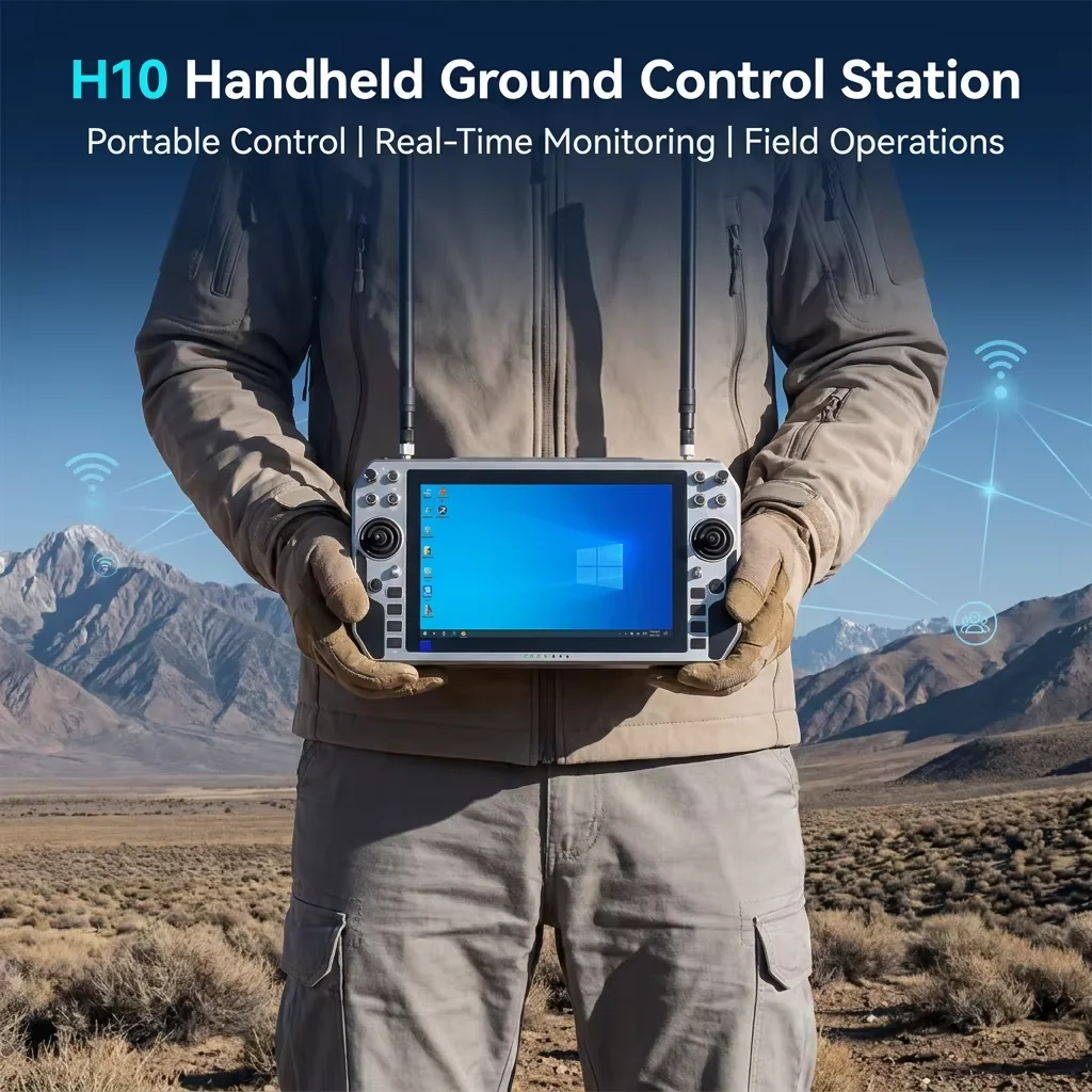Handheld Ground Control Station with Remote Controller and Telemetry Data Display for UAV Flight Management and Field Operation