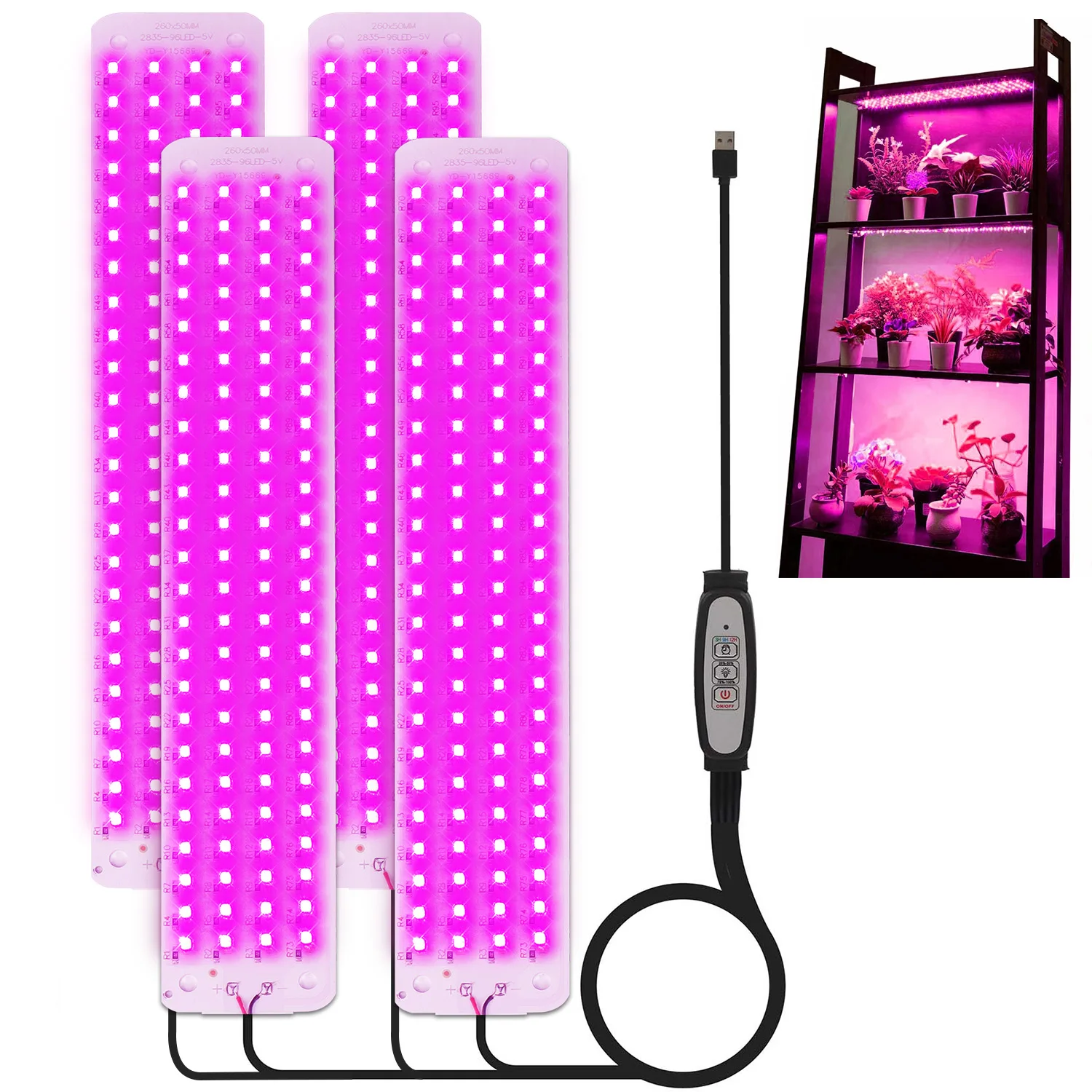 أضواء نمو النباتات كاملة الطيف LED لوحة أشعة الشمس تنمو مصباح مع مؤقت عكس الضوء للنباتات الداخلية تحت مصابيح تزايد الخزانة #3