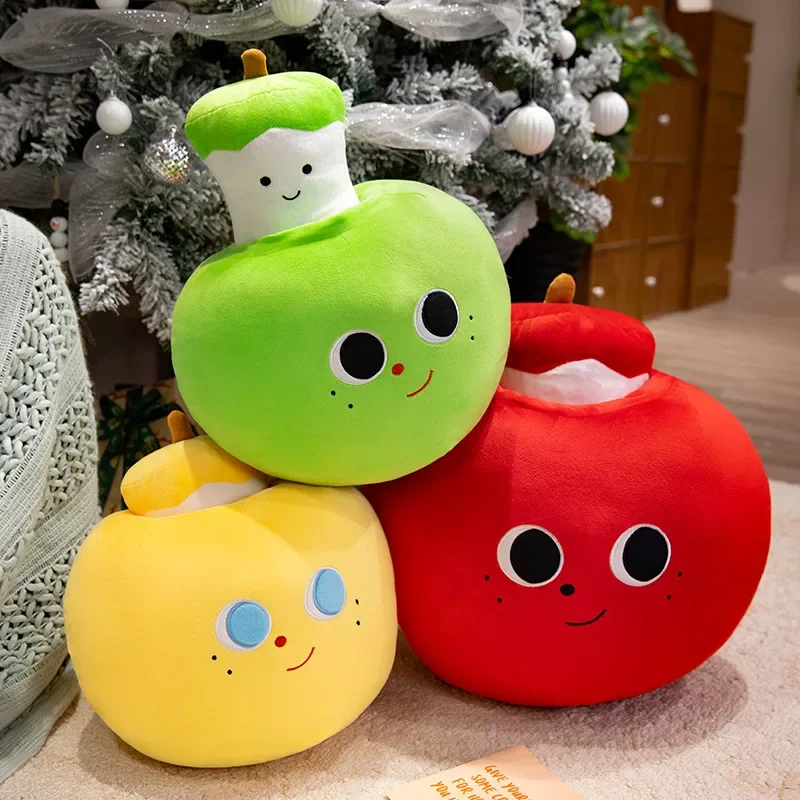 

Kawaii красное или зеленое яблоко, плюшевая игрушка, подушка, мягкая кукла с фруктами и яблоком, мягкая обнимающаяся подушка, детский подарок на Рождество и день рождения