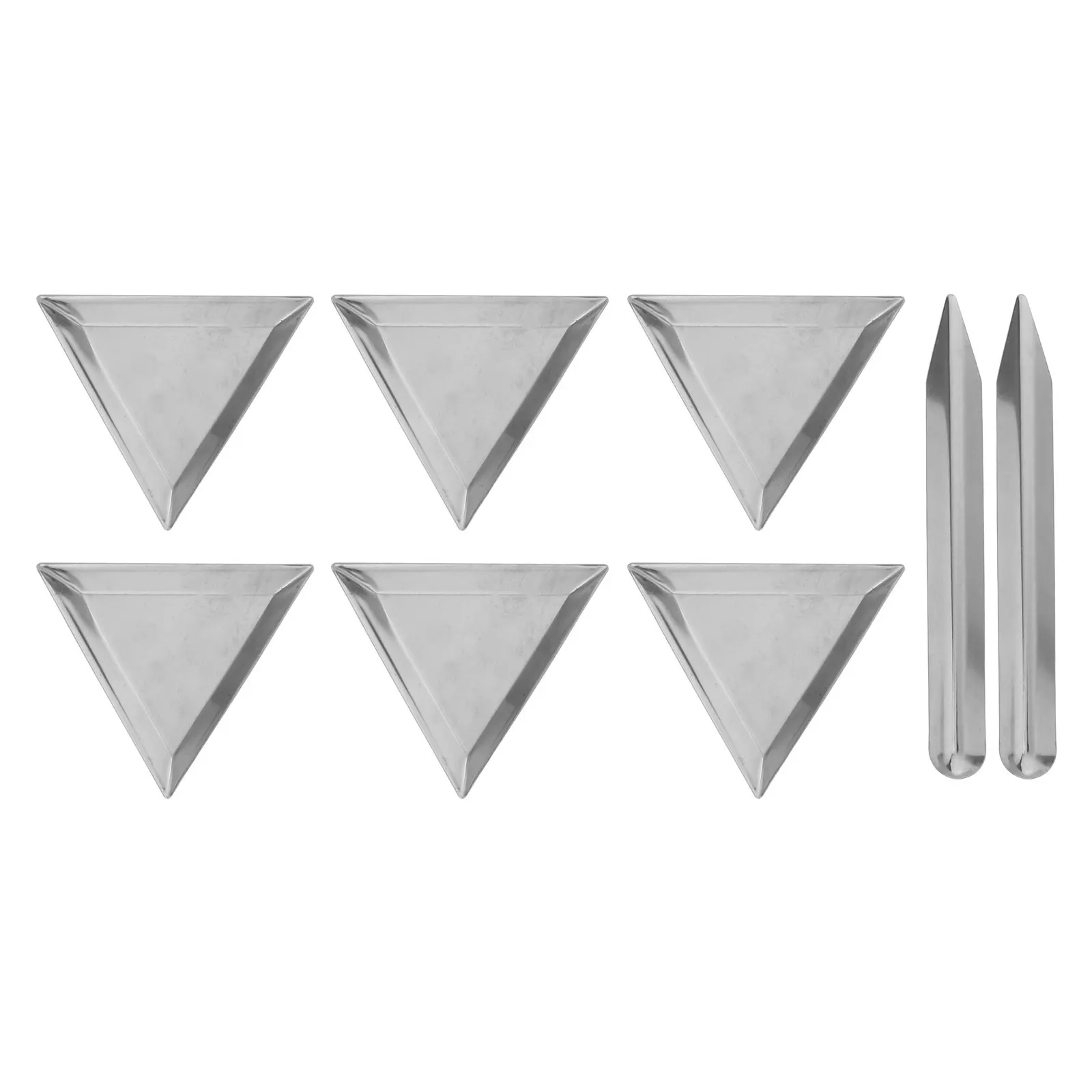 1Set Stainless Steel Weighing Tray 8.3cm Triangle Scale Pan 14.7x1.7cm Scoop Jewelry Lab Coffee Kitchen Powder Measuring Dish