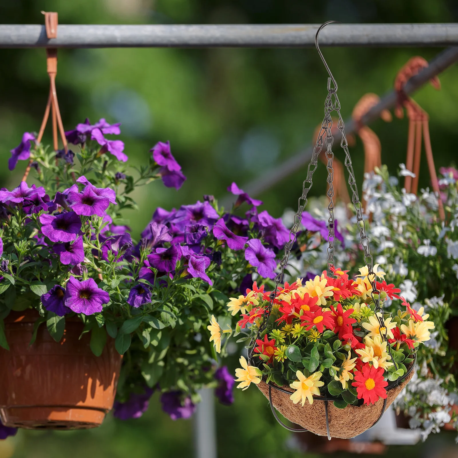 

Premium Coconut Fiber Hanging Flower Baskets Artificial Outdoor Garden Decorative Plant Basket Weather Resistant For