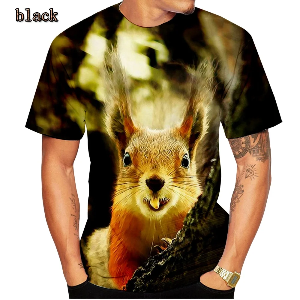 Summer Funny Squirrel 3D Printed T-Shirt for Both Men and Women Is a Stylish Casual Round Collar T-shirt